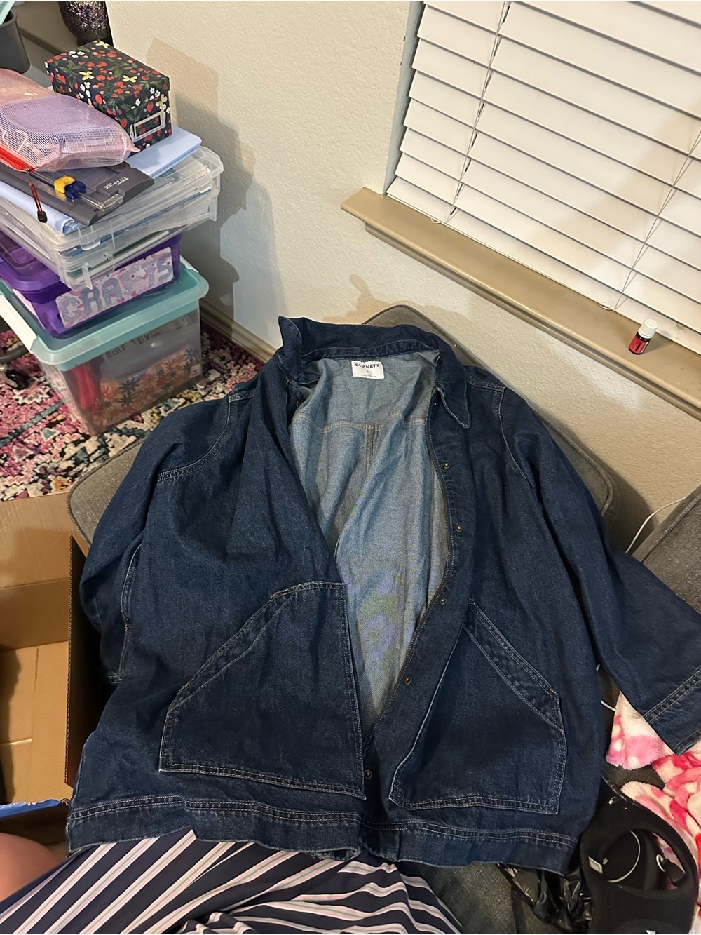 Old Navy Dark Blue Denim Jacket - Button Front